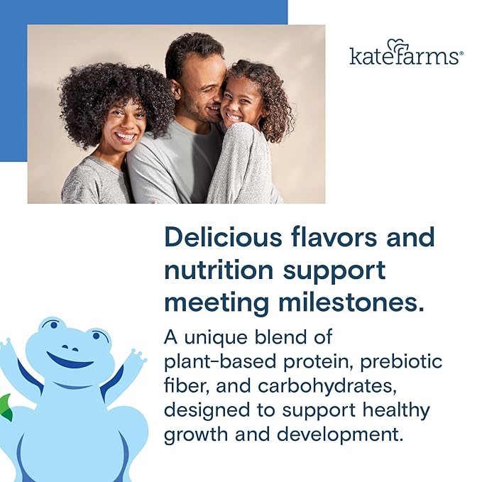 KATE FARMS Organic Pediatric 1.2 High Calorie Chocolate Nutrition Shake, 12g Protein, 27 Vitamins and Minerals, Meal Replacement, 8.45 oz (12 pack)
