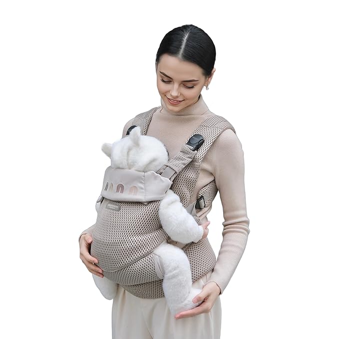 Rainbow Baby Carrier Newborn to Toddler, Breathable Mesh Baby Carrier with Adjustable Waist Rotary Knob, Enhanced Lumbar Support, Ergonomic, Sunshield,Lightweight Infant Carrier for 7-33 lbs