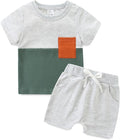 Baby Boy Outfits Short Long Sleeve Pants Clothes Set Spring Summer Hooded Patchwork Sweatshirt