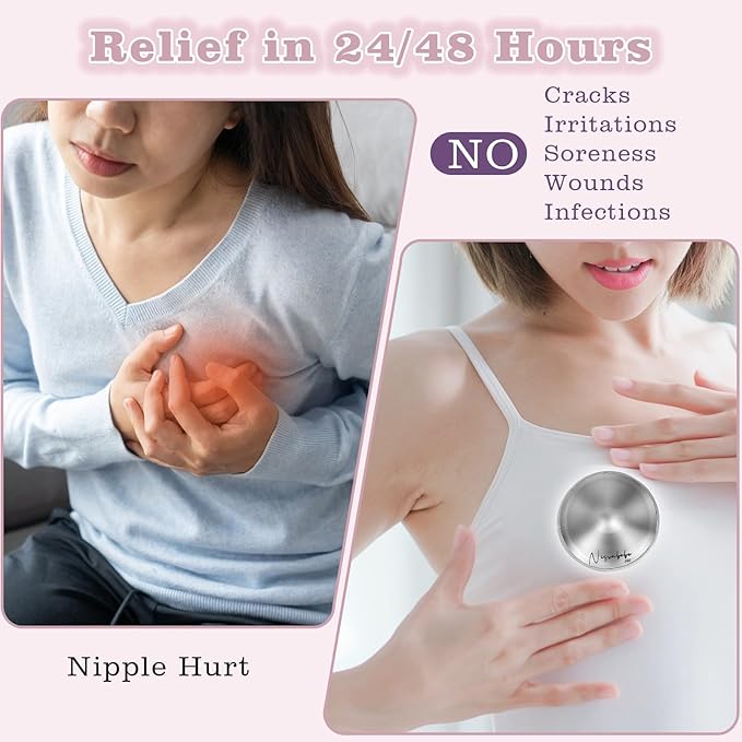 The Original Silver Nursing Cups with Silicone Ring,Nipple Shields for Nursing Newborn,Breastfeeding Must Haves for Soothe and Protect Your Nursing Nipples,Trilaminate 999 Silver(X-Large)