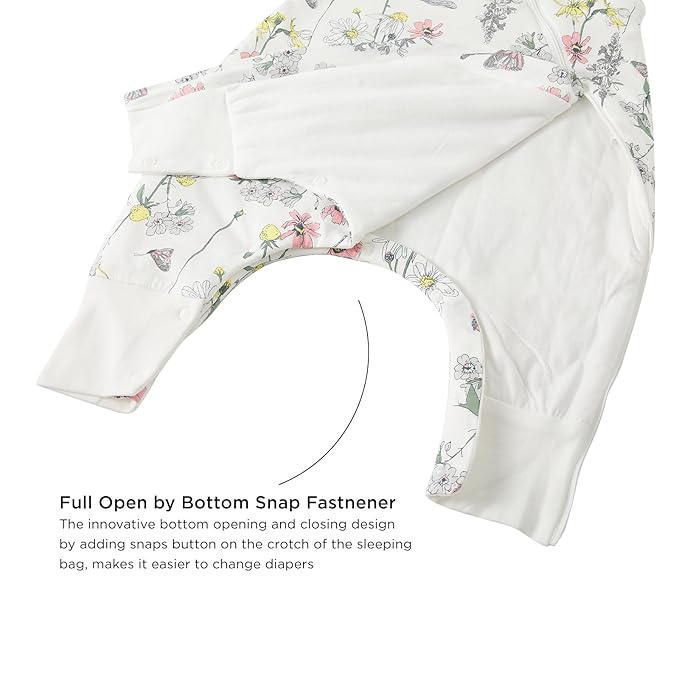 Duomiaomiao 1.5 TOG Toddler Sleep Sack 6-12 Months 100% Cotton Four Season Side Open Zipper Baby Sleep Sack with Feet, Breathable Toddler Wearable Blanket