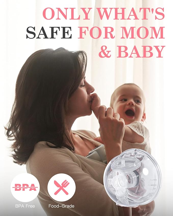 Wearable Breast Pump S12, Hands Free Wearable Breastfeeding Pump with Adjustable Suction, Electric Portable Wireless Breast Pump, 24mm, 2 Pack, White