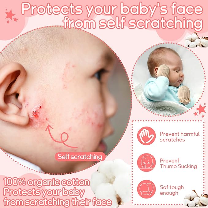 Newborn Baby Muslin Mittens 0-6 Months No Scratch Elastic Wrist Soft Breathable Gloves Bulk Cotton for Infant