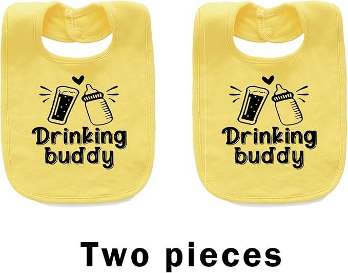 Baby Twins Bibs Drinking Buddy Newborn Baby Bibs Cute Unisex Bibs Set Toddler Baby Boy Girl Bibs