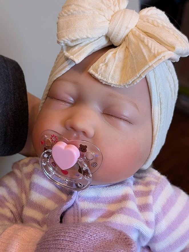 MAREBABY Pink Style Magnetic Pacifier Set 4 Pieces for Reborn Baby Dolls Feeding Toy Accessories Set for Kids Gift