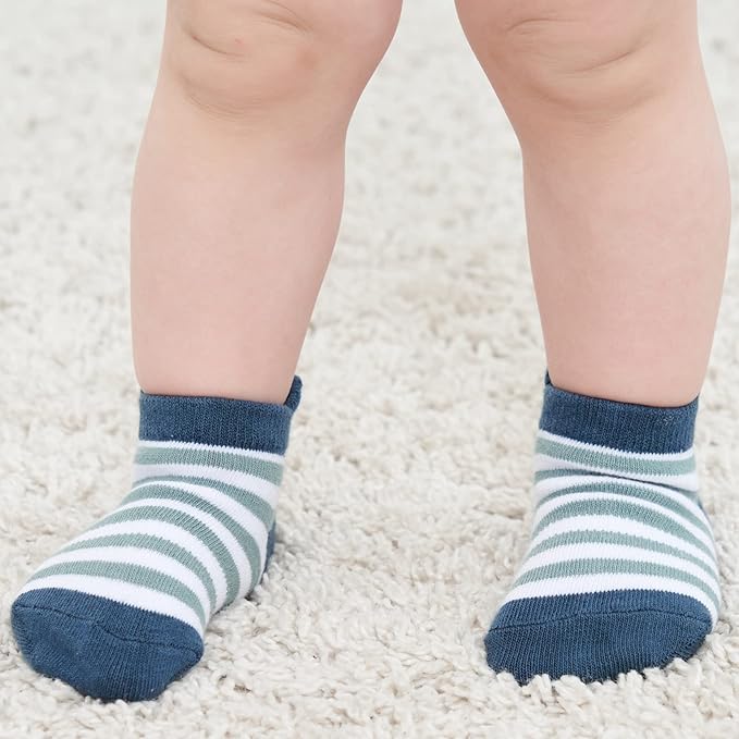 Zaples Baby Non Slip Grip Ankle Socks with Non Skid Soles for Infants Toddlers Kids Boys Girls