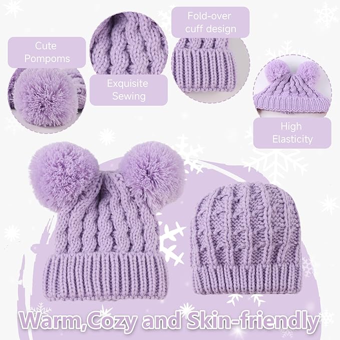 Yuoahcn Baby Girl Beanie Winter Baby Boy Hat with Pom pom Warm Infant Knitted Hats Toddler Kid Beanies