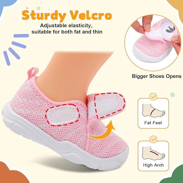 FEETCITY Baby Shoes Boys Girls First Walking Shoes Infant Sneakers Lightweight Slip On Shoe