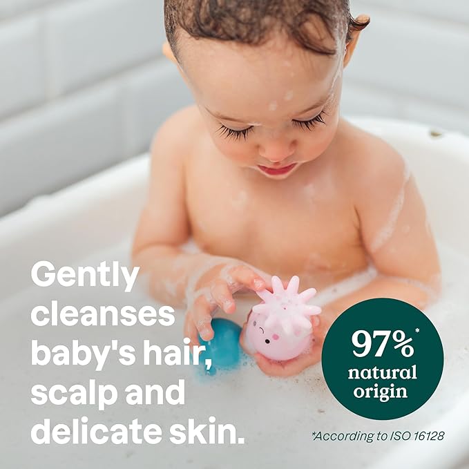 ATTITUDE Bubble Body Wash for Baby, EWG Verified, Extra Gentle, Enriched with Oatmeal, Dermatologically Tested, Plant and Mineral-Based, Vegan, Unscented, 8 Fl Oz