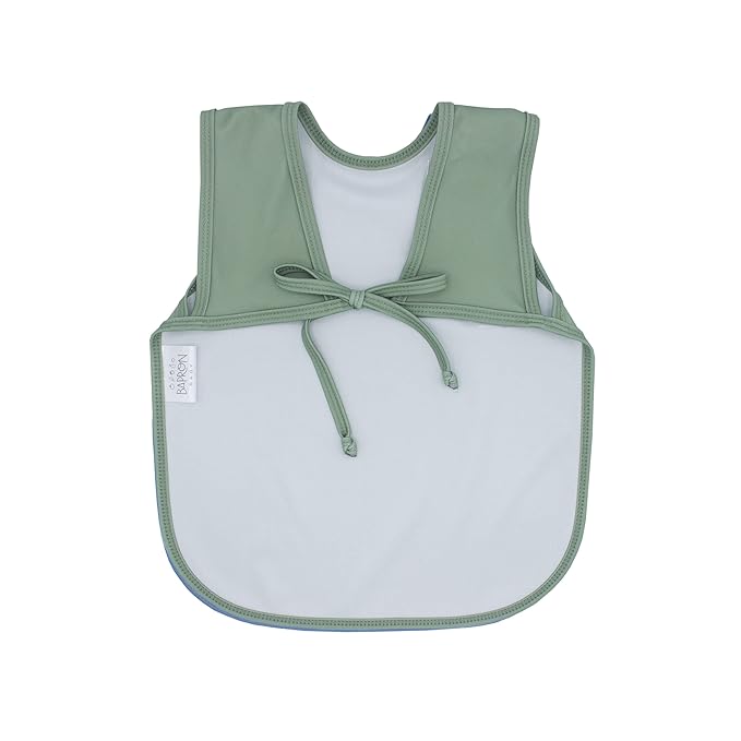 BapronBaby Minimalist Sage Bapron - No Neck Tie Safer Bib for Baby & Toddler - Soft Waterproof Stain Resistant - Machine Washable - Sz Preschool 3-5yrs