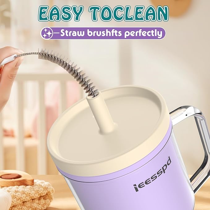 Toddler Cups – 9 oz Adorable Miniature Tumbler with Leak-Resistant Straw and Toddler-Friendly Handle, Encourages Hydration, Easy to Clean, Sippy cups for Toddlers 1-3，BPA Free silicone (Lilac)