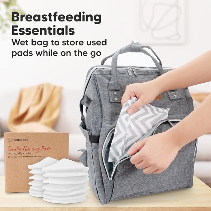 Organic Nursing Pads - 14 Washable Viscose Derived from Bamboo Breastfeeding Pads, Wash Bag, Reusable Breast Pads for Breastfeeding, Nipple Pads for Breastfeeding Essentials(Soft White, L 4.8")