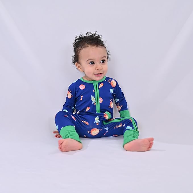 LollyBanks Baby Pajamas, 2-Way Zipper Romper, 95% Viscose Made from Bamboo and 5% Spandex, Baby Sleepers