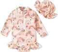 Aalizzwell Baby Girls Long Sleeve One Piece Swimsuit with Hat