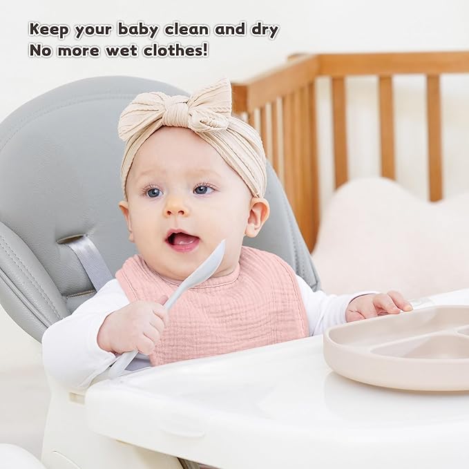 Susurration Muslin Baby Drool Bibs 6Pack Soft Square Adjustable Baby Bandana Bibs for Unisex Girls & Boys