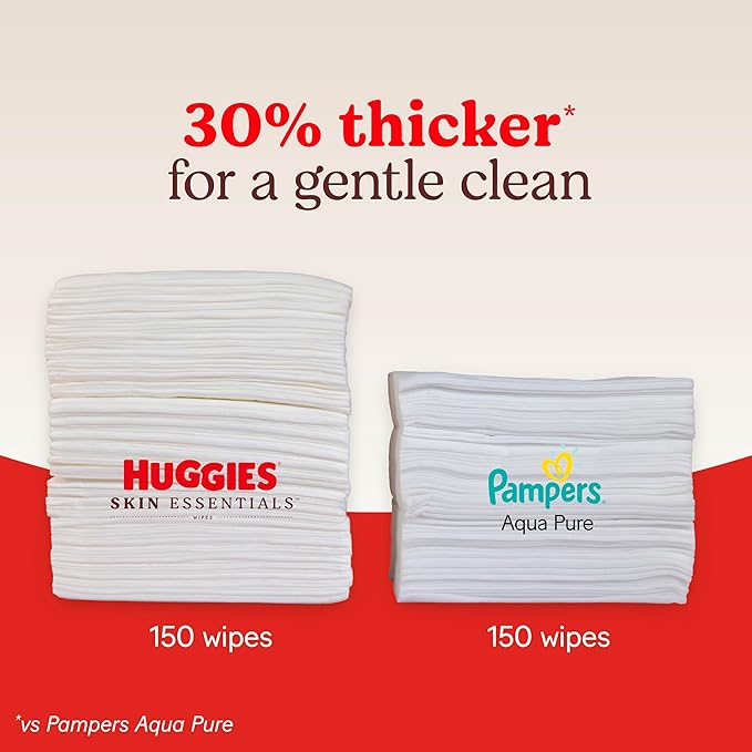 Huggies Skin Essentials Baby Wipes, Hypoallergenic, 99% Water, 6 Flip Top Packs (336 Wipes Total)