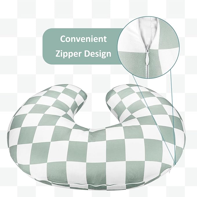 DILIMI Nursing Pillow Cover, Stretchy Removable Case for Breastfeeding Pillows, Ultra Soft Comfortable Slipcover for Baby Girl and Boy, Checkerboard Grid