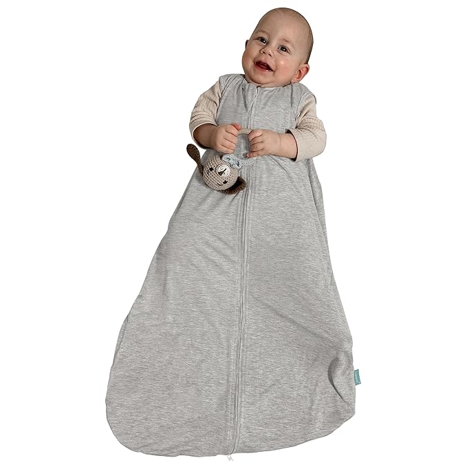 Rayon Made from Bamboo Sleep Sack, 0.5 TOG Wearable Blanket Baby, Sleep Sack 0-6 Months for Spring and Summer, Grey
