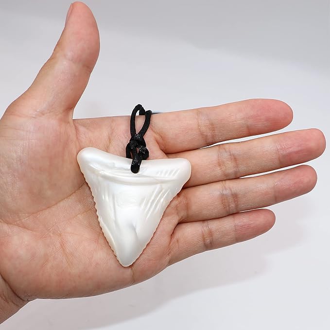 Chewy Necklace Sensory for Kids and Adults, Shark Tooth Silicone Autism Chew Toys Sensory for Boys Girls with ADHD, Anxiety, SPD, 6 Pack Chewing Necklace - BPA Free