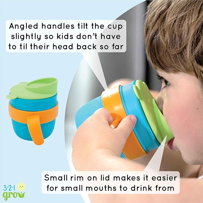 Easy Learn Drink and Snack Set – Baby + Toddler Silicone Learning Cup & Snack Set, Training Cup for Straw and Open Cup Independence – Dishwasher Safe (Ocean)