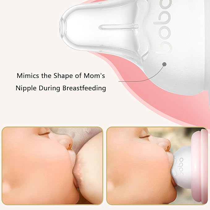 YOHKOH Baby Bottle Nipples for Wide Neck Bottles, 100% Natural Feel Silicone Nipples, BPA-Free (3m+, M, 4 Counts)