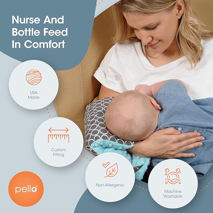 Pello Comfy Cradle Nursing Arm Cushion, Breastfeeding and Bottle Feeding, Travel-Friendly and Washable, Reversible Nursing Cushion for Newborn (Basil/Mint, S/M)