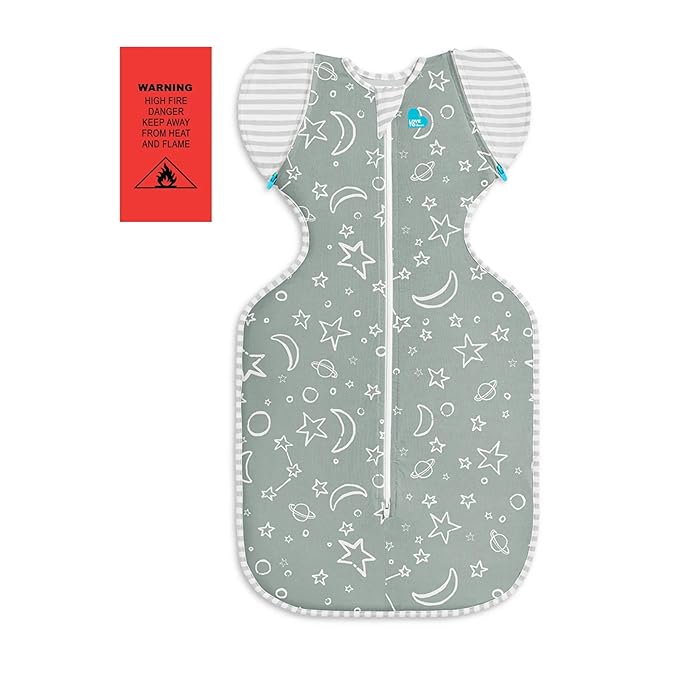 Love to Dream Swaddle Up Transition Bag Viscose Bamboo, Large (8.5-11kg), Ideal for Moderate Room Temperatures (20-24°C), 1.0 TOG, Olive Stars & Moon