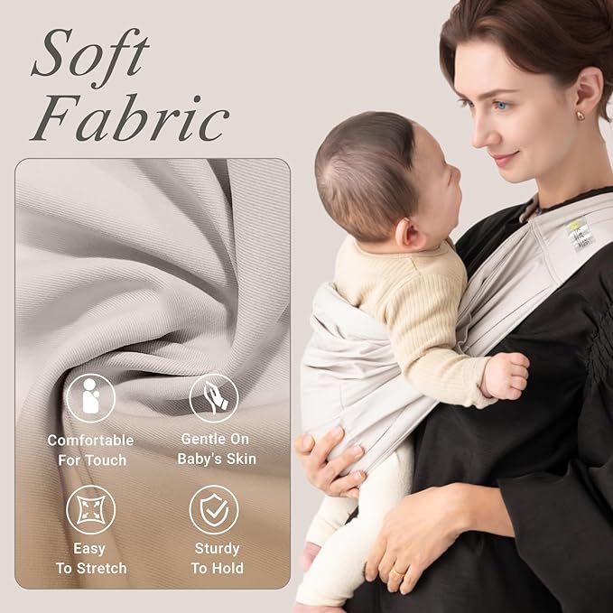 Baby Sling Carrier for Newborn to Toddler(8-45 Lbs), Cozy Wearing Baby Wrap Carrier with Adjustable Shoulder Strap Safety Buckle, Portable Lightweight Child Carrier Sling One Size Fit All Parents-Grey