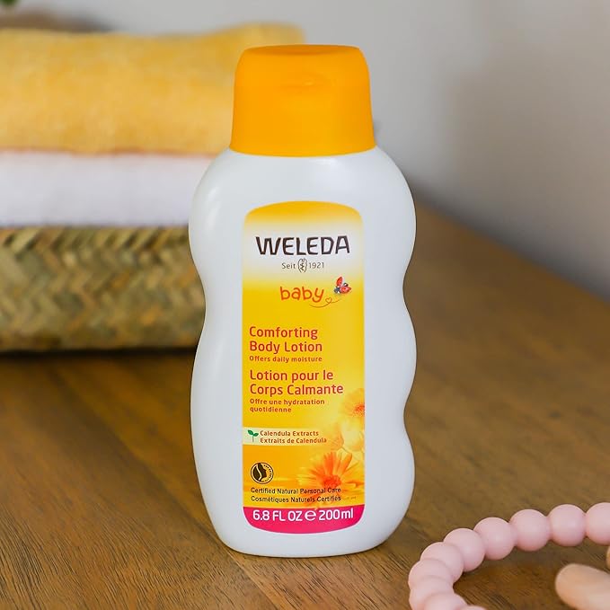 Weleda Baby Calendula Comforting Body Lotion, Plant Rich Moisturizer with Calendula, Chamomile, Sweet Almond and Sesame Oils, 6.8 Fl Oz