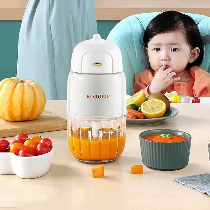 Baby Food Maker - Mini, White; Baby Food Processor for Fresh & Nutritious Meals; Blends Fruits, Veggies, Meats; Easy to Use & Clean; BPA-Free, Dishwasher Safe