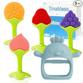 Baby Teething Toys(5 Pack) - Tinabless Infant Teething Keys&Silicone Teething Mitten for Babies Over 3 Months, BPA-Free, Natural Organic Freezer Safe for Infants and Toddlers(Blue)