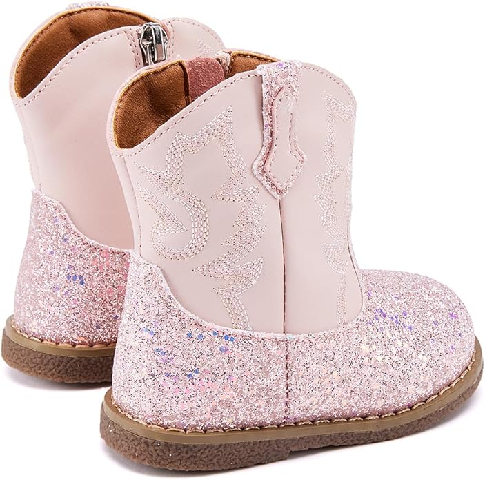 BMCiTYBM Baby Cowboy Cowgirl Boots Infant Western Shoes Boys Girls Round Toe Boots All Seasons 6-24 Months