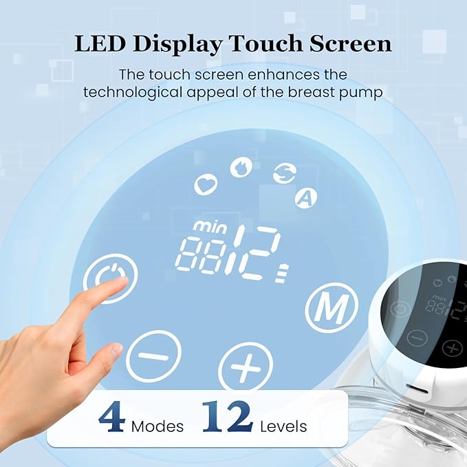M6 Electric Breast Pump,4 Mode & 12 Levels,LED Display, Wearable Hands-Free Breast Pump,Portable Breast Pump (White M6-New)