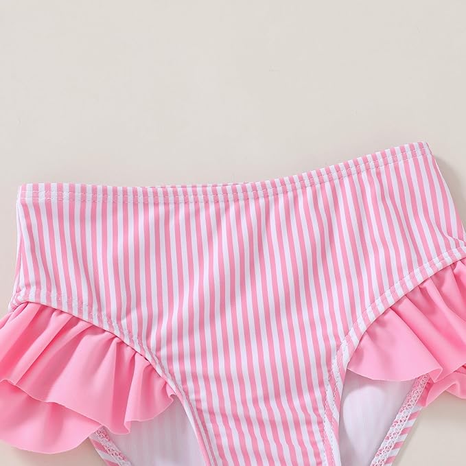 YOUNGER TREE Toddler Girls Two Pieces Swimsuit Color Block Stripe Swimwear Summer Beach Bathing Suit 18M-5T