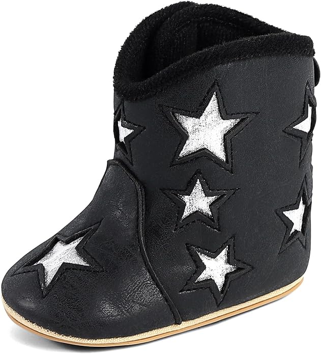 MK MATT KEELY Leather Western Boots Cowboy Bootie Soft Sole Non-Slip Crib Shoes for Baby Infant Toddler Girls Boys Newborn