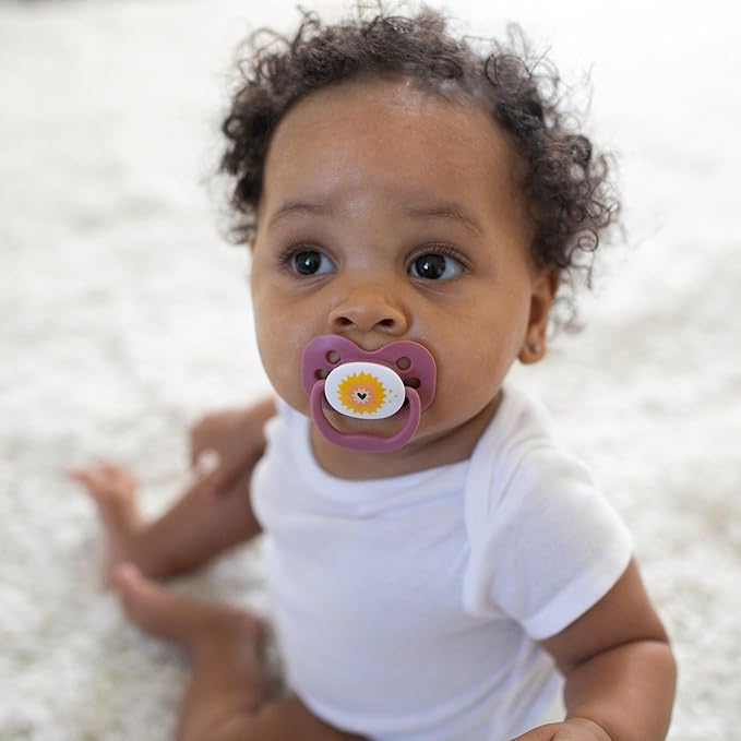 Dr. Brown's Advantage Baby Pacifier, Fully Symmetrical Soother with Soft Silicone Bulb, Lavender Love, 0-6m, BPA Free, 2 Pack
