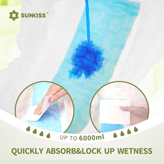 SUNKISS Masterpiece Adult Diapers with Tabs, Unisex Disposable Incontinence Briefs for Women and Men, Odor Control, White, Large/XLarge, Previously Large, 10 Count
