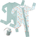 JunNeng Baby Girl Viscose from Bamboo Sleeper with Mitten Cuffs, 2 Way Zipper Romper, Sleep N' Play Pajamas 0-18 Months