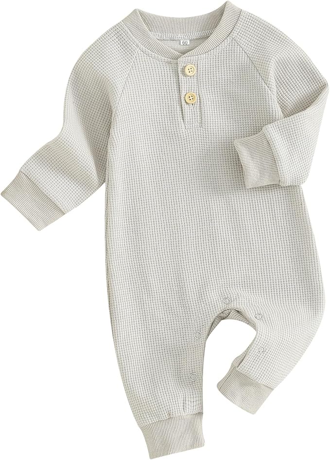 Kuriozud Newborn Infant Unisex Baby Boy Girl Clothes Button Romper Jumpsuit Basic One Piece Outfits