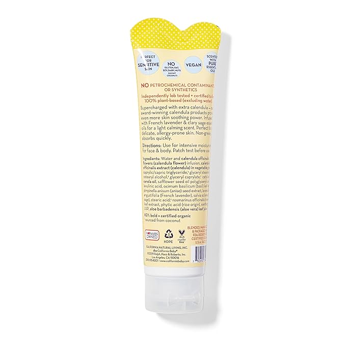 California Baby Calendula Cream | Soothing Baby Cream | Allergy Friendly | Plant-based | Soothes and Moisturizes Irritated, Dry Skin On Face and Body | 1.8 oz