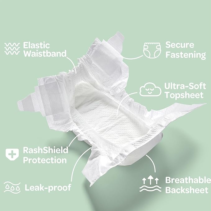 Parasol Clear+Dry Disposable Diapers and Clear+Pure Wipes, RashShield Protection, Size 3 (16-28 lbs), Diaper Bundle of 192 Diapers & 240 Wipes