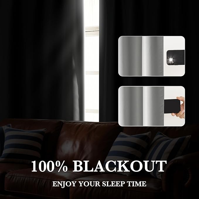 RYB HOME 100% Blackout Short Curtains for Small Window, Thermal Insulated Total Room Darkening Noise Reducing Curtains for Kitchen Bathroom Basement, 42 inches Wide by 45 inches Long, Silver Grey