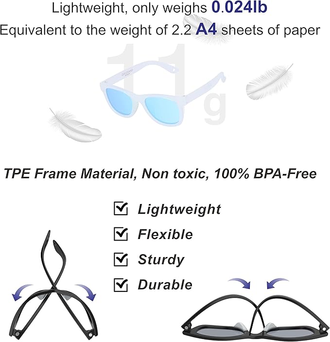 COCOSAND Flexible Baby Sunglasses with Strap Polarized UV Protection for Toddler Infant Newborn Boy Girl Age 0-24 Months