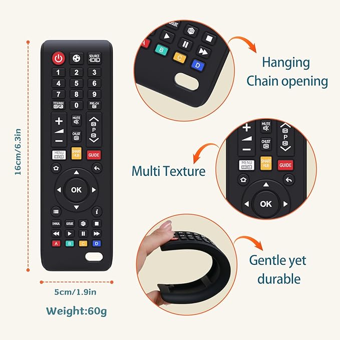 Baby Teething Toys, Food Grade Silicone Teether Toys,Chew Toys for Babies 3-24 Months, Upgraded TV Remote Control Shape Teething Relief for Infants