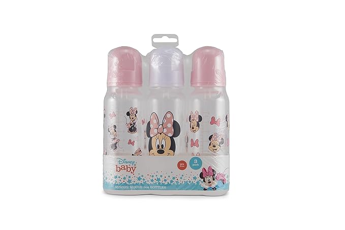 Baby Bottles 9 oz for Boys and Girls| 3 Pack of Disney Minnie Bows and Winks Infant Bottles for Newborns and All Babies | BPA-Free Plastic Baby Bottle for Baby Shower