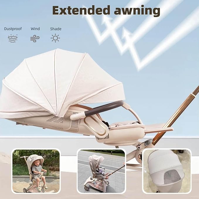 Lightweight Folding Stroller Wagon for Baby & Toddler Travel, 360° Reversible Seat, Adjustable Canopy with Storage Basket, Airplane-Friendly Compact Umbrella Stroller