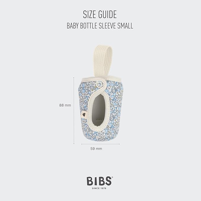 BIBS x Liberty Baby Bottle Cover Small 110ml - Neoprene Protective Cover for BIBS Bottles - Liberty Print Design, Small, Charmomile Lawn Baby Blue