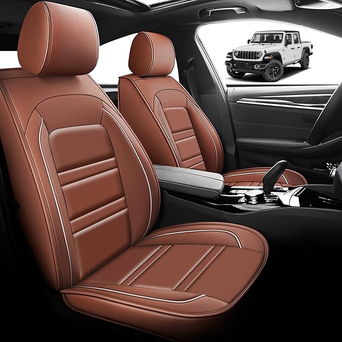 Seat Cover for JP Gladiator 2020-2025 | Car Seat Covers Front Seats, Waterproof Seat Protectors, Automotive Front Seat Covers (Front Seat, Coffee)