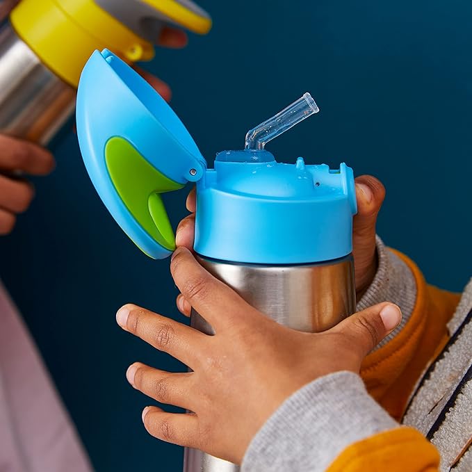 b.box 12 oz Insulated Water Bottle - Keeps Drinks Cold 8 Hours, Warm 6 Hours, Triple Wall Stainless Steel Kids Water Bottle w/Free Flow Silicone Straw, Leakproof & Dishwasher Safe