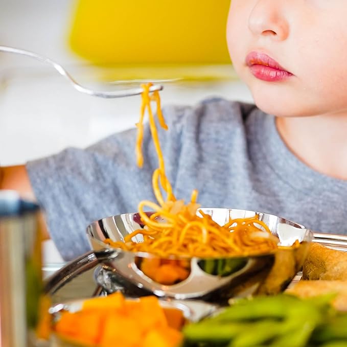 Ahimsa Stainless Steel Bowls for Kids | Non Toxic, Pediatrician Designed Toddler Bowls 12oz | Durable Metal Kids Bowl, Easy to Clean, Dishwasher Safe, Single Silver